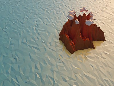 Low Poly Island 3d c4d clouds island low poly water