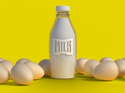 Mad Milk, Madhouse Farms c4d cinema 4d eggs maxwell render milk yellow