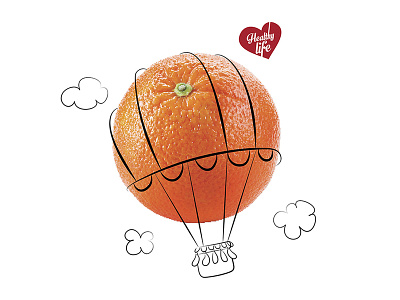 Eat Fruit: Orange adveristing concept digital illustration