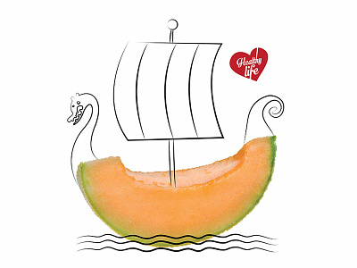 Eat Fruit: Melon adveristing concept digital illustration