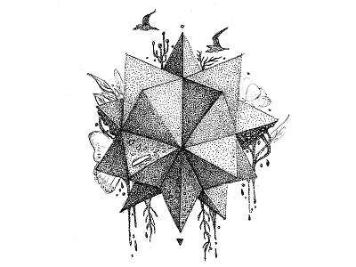 The Forbidden Island arts birds design dots drawing experimental fine arts geometric illustration island nature pointillism