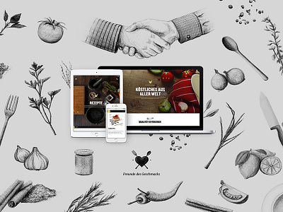Freunde des Geschmack brand design digital drawing food illustration interface mobile platform products responsive website