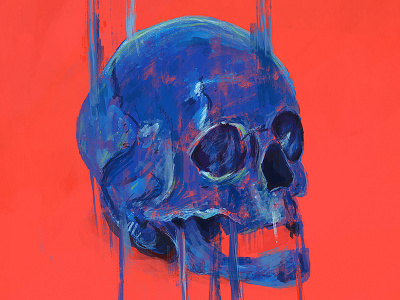 Skull arts blue brushes design digital digital painting drawing illustration painting photoshop red skull