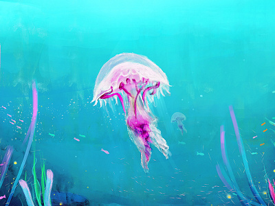 Jellyfish arts blue brushes design digital digital painting drawing illustration jellyfish ocean painting photoshop