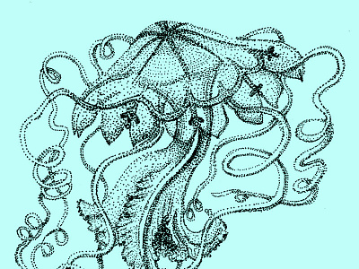 Jellyfish arts blue drawing illustration jellyfish markers nature ocean pointillism sketch