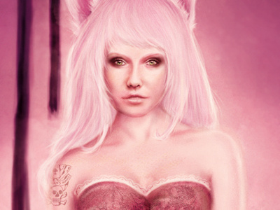 The night digital painting paint photoshop pink realism woman