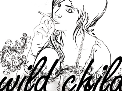 Wildchild black and white details hanna beth illustration illustrator ink poster