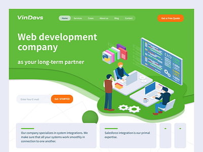 VinDevs website design design development green site illustration project site ui ux waves web design website
