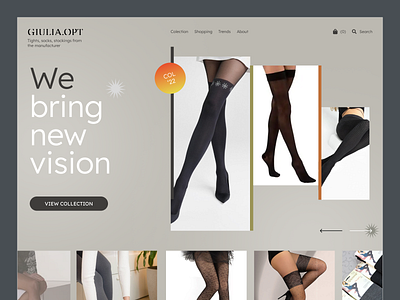 Giulia. Website design. Ecommerce commerce design fashion header main online store site socks tights ui ux web design