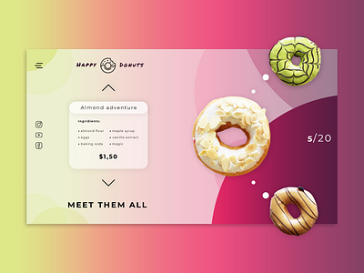 Delicious Donuts. Web Concept. bright colors cafeteria design donuts food gradient pastry shop ui ux web website
