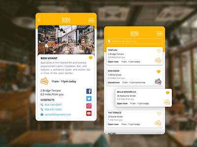 PWA for local reastaurants search bright colors design mobile app orange pwa restaurant ui ux web