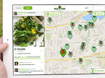WildFood Map App app food guide interface ipad map nature ui ux