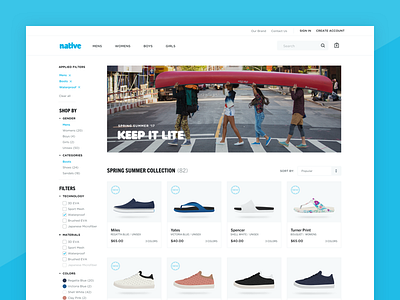 Product Listings Exploration ecommerce filters product design shoes ui web
