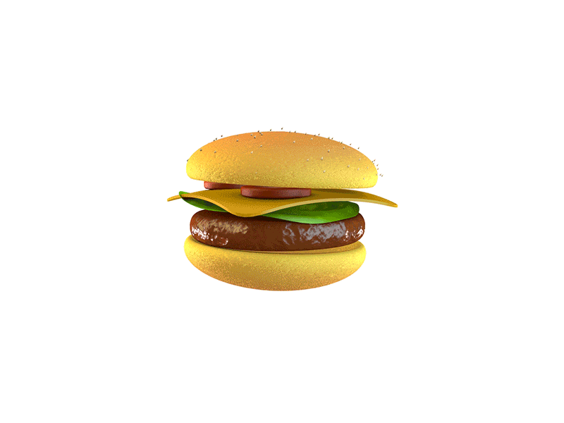 Burger 3D Model & Animation 3d animation 3d art burger cinema4d food interaction design maxon micro interaction