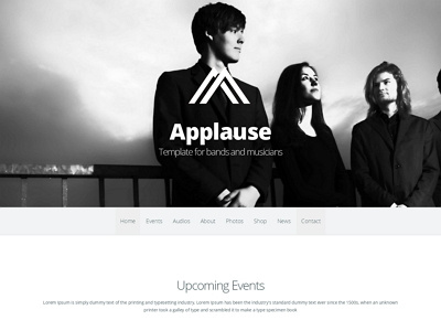Applause -One-Page Responsive Music & DJ Wordpress Theme band design flat music music theme musicians player reponsive template themeforest wordpress wp theme