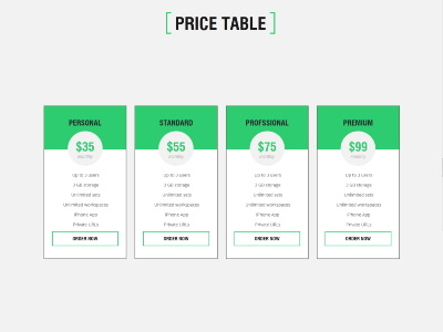 Price Table css design html price table