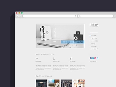 U-TURN - Minimal Portfolio PSD Template agancy clean creative creativemarket flat minimal portfolio simple studio