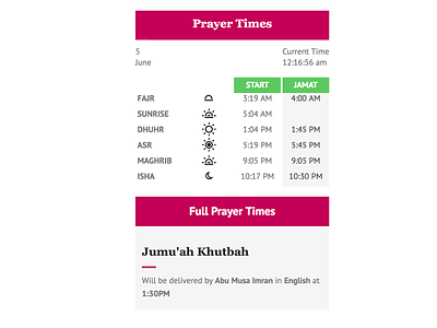 Muslim Daily Prayer Time WordPress Plugin