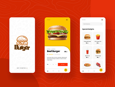 Burger App concept Design adobe illustrator adobe photoshop adobe photoshop cc app appdesign branding design designer figma graphic graphic design illustration inspiration logo mobile ui uidesigner uiux ux uxdesigner