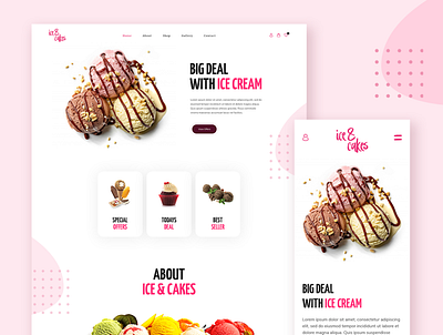 Ice and Cakes Website Concept Design adobe photoshop adobe photoshop cc design ui uidesign uidesigner uiux ux uxdesign uxdesigner web webdesign