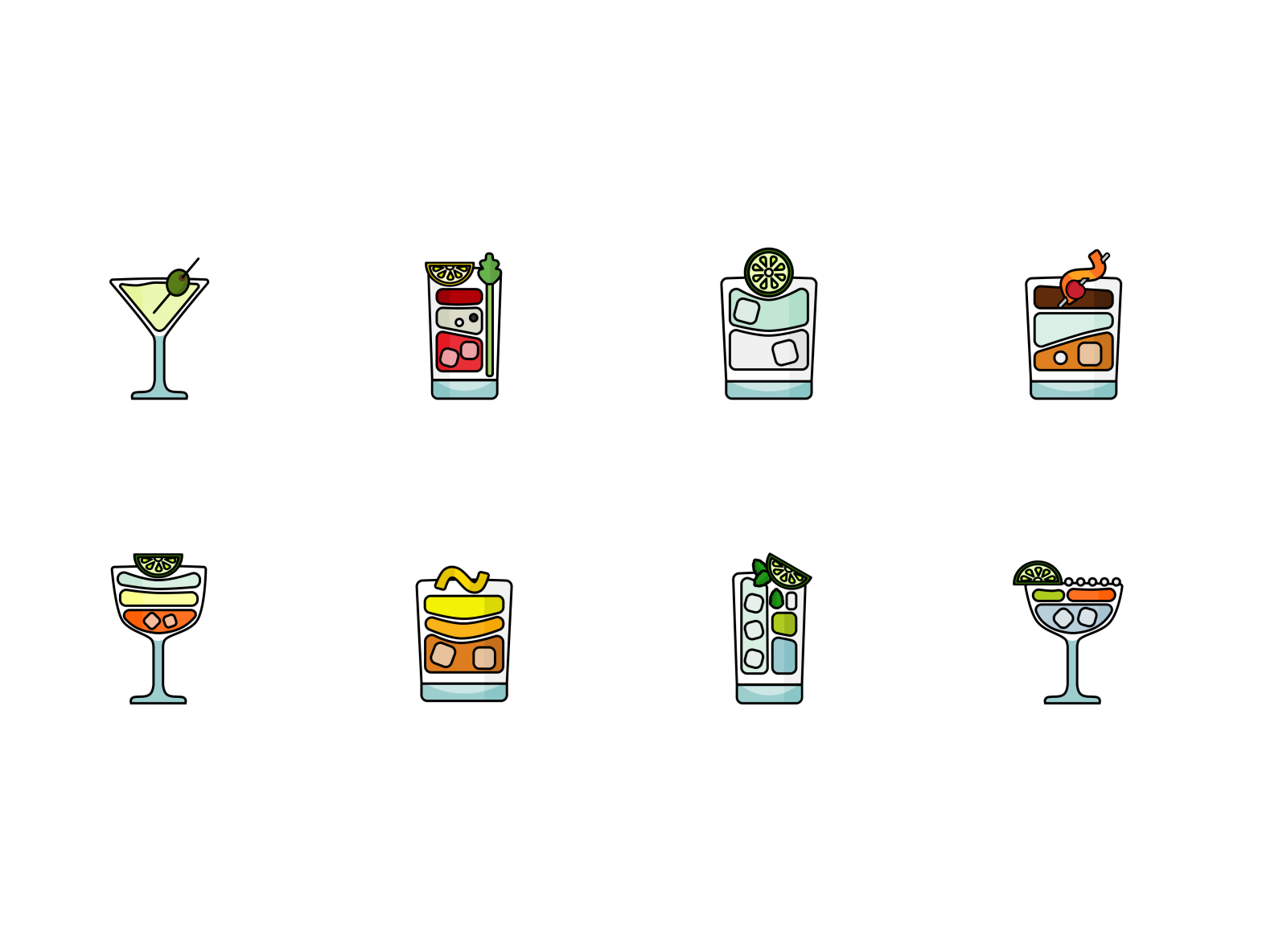 Cocktail Icons Set by Kateryna Kutsynda on Dribbble