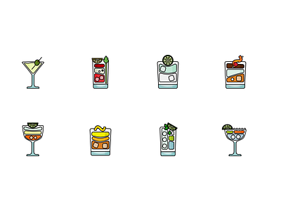 Cocktail Icons Set