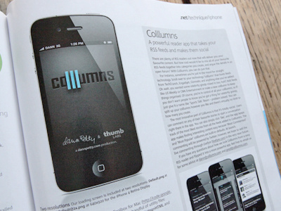 Colllumns iPhone App featured in .NET feature iphone magazine ui