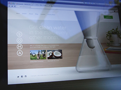 Soma Water background image concept desk full screen interface photography product ui water website whitespace