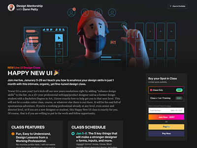 Join my Live UI Design Class! 3d announcement checkout class course e commerce event home page homepage illustration interface design landing page shopping ux web design