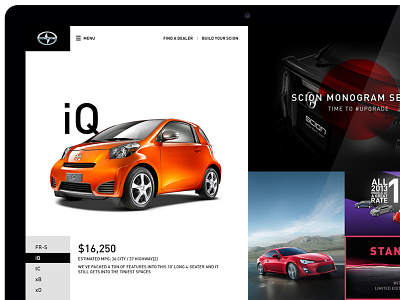 Scion.com cars grid homepage interface landing page redesign scion website