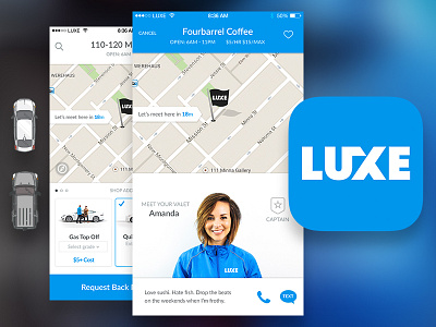 Luxe Creative Direction app identity interface iphone logo luxe on demand parking ui ux valet