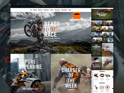 KTM.com Landing Pages automotive grid home page homepage interface landing page motorcycles photography sports ui website