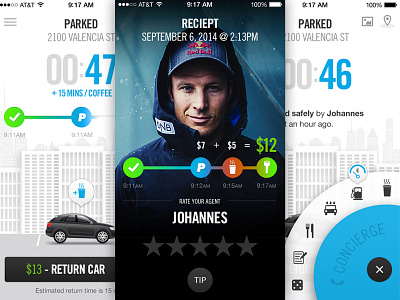 On-Demand Valet App app button concierge gas interface iphone on demand parking timeline timer ui valet