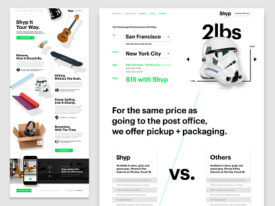 Shyp.com -- Pricing and Use Cases case study interface pricing stormtrooper use case white space
