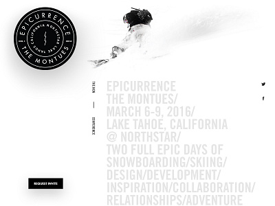 Montues.com adventure badge conference event interface landing page skiing snowboarding tahoe website