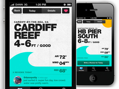Surf Report iPhone App for "_______" interface ipad iphone measures sports surf texture type ui wave