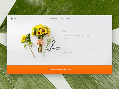 Bloomthat.com Handwritten Note big button clean e commerce flowers foliage interface note simple