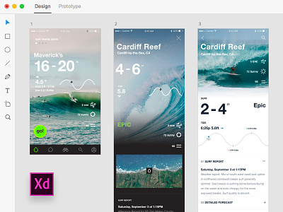 Adobe Xd — Onshore Surf Stats adobe app iphone surf tide ui ux xd