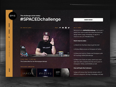 Join the #SPACEDchallenge (Winners get MacBook Pro) announcement app branding challenge contest homepage logo space website
