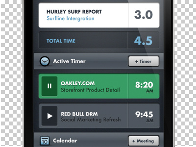 Managing your time...with less color. button interface iphone navigation ui