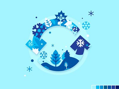 Seasons update - Winter color palette design flat illustration motion