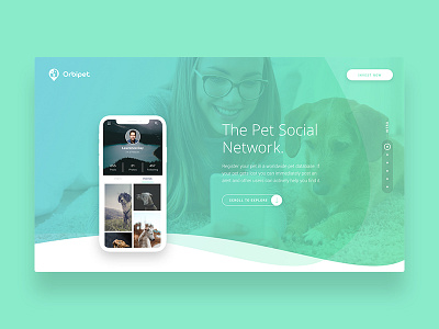 Orbipet - Single page design find interface layout pet single social ui ux web website