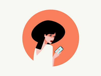 Girl with a phone art character drawing girl graphic hat illustration minimalism phone portrait woman