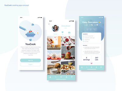 YouCook app design app mobile colors colours concept cooking cooking app mobile ui uiux user experience user interface user profile ux