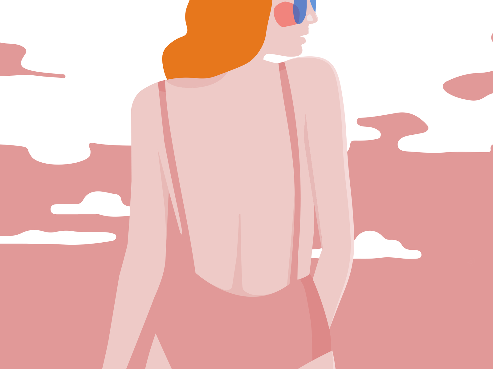 Swim ai coloful colors colors palette curves design ginger holidays illustration illustrator love pink redhead sea sea food sketch sky summer swimsuit vector