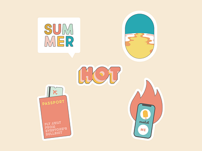 Summer Stickers ai coloful colors colors palette curves design holiday holidays illustration illustration art illustrator lettering passport phone sea stickers travel traveler vector wanderlust
