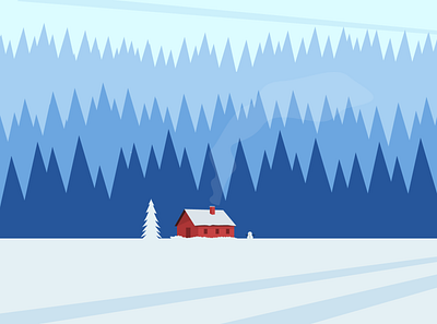 Winter Minimal Landscape Vector Illustration county flat flat illustration house illustration landscape illustration nature ui vector winter