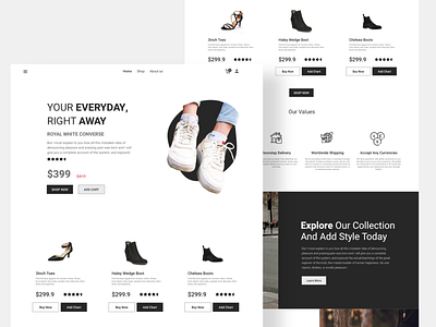 Footwear UI Web design Design | Ecommerce Online Store design ecommerce ios app landingpage online store shop store uiux user experience userinterface web webdesign website website concept