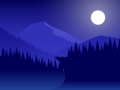 Moon Light Forest - Landscape vector illustration adobe illustrator art flat illustration illustration landscape moon mountain night star vector vectorize