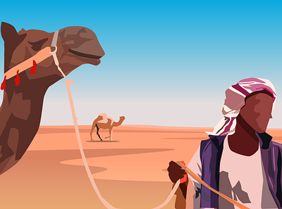 Travel in the Desert Landscape illustration adobe illustrator arab art desert flat illustration illustration travel vector